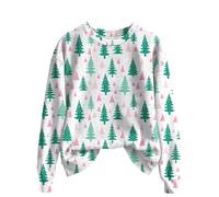 Jumpers for Women UK,Woman Christmas Jumper, Fashion Casual Printed Round Neck Long Sleeve Top Sweatshirt Large Knit Sweater (White, S)