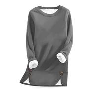 Jumpers for Women UK - Women's Fleece Sherpa Lined Pullover Winter Warm Soft Sweatshirt Solid Casual Loungewear Tunic Tops Size 10 12 14 16 18 20,Gray,M,u403k