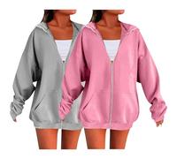 Jumpers for Women Uk Women'S Zip Up Trendy 2pc Long Sleeve Hoodies Loose Fit Casual Sweatshirts with Pockets Autumn Winter Comfortable Soft Warm Jumpers Fashion Minimalist Style Hoodies