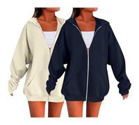 Jumpers for Women Uk Women'S Zip Up Trendy 2pc Long Sleeve Hoodies Loose Fit Casual Sweatshirts with Pockets Autumn Winter Comfortable Soft Warm Jumpers Fashion Minimalist Style Hoodies