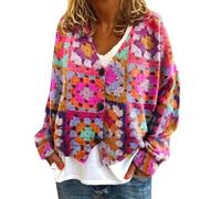 Jumpers Womens Ladies' New Christmas Abstract Printed Casual Cloak Jacket Cardigan Light Up Xmas Jumpers for Women UK Deals Daily Essentials Ladies Sweaters