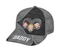 Jumping Birthstone Personalized Fathers Day Classic Cap with Kids Portrait, Daddy Fist Bump Hats, Custom 3D Printed Dad Baseball Cap