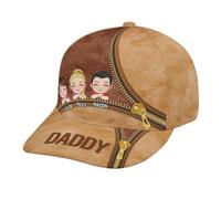 Jumping Birthstone Personalized Fathers Day Classic Cap with Kids Portrait, Daddy Fist Bump Hats, Custom 3D Printed Dad Baseball Cap