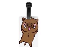 Jumping Boar Animation Print Luggage Tags with Full Back Privacy Cover â€“ Durable PVC ID Labels for Suitcases & Backpacks