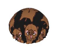 Jumping Boar Animation Print Premium Double Layer Shower Cap For Women With Reusable Shower Cap For Hair - Waterproof Plastic Cap - Shower Caps For Long, Short And Curly Hairs
