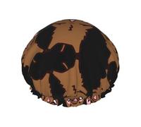 Jumping boar animation Print Shower Cap for Women & Men â€“ Reusable Double-Layer Bath Hair Cap with Elastic Strap L