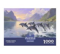 Jumping Dolphin Herds Jigsaw Puzzles for Adults Interesting Puzzles 1000 Jigsaws Impossible Puzzle for Adults Gifts 70x50cm/1000pcs