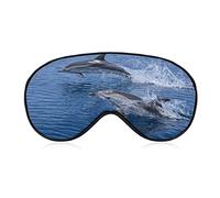 Jumping Dolphin Sleep Mask Happy Ocean Animal Blindfold for Sleeping Elastic Blackout Eye Mask Cover for Full Night's Sleep Travel and Nap