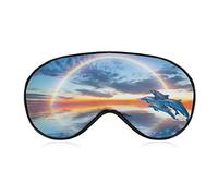 Jumping Dolphins Sleep Mask Blindfold Blue Ocean Animal Adjustable Super-Smooth Soft Eye Mask Cover for Men Women Travel and Nap