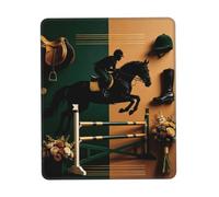 Jumping Horse Rider Large Gaming Mouse Pad Desk Mat Non-Slip Rubber Base | Keyboard mat and computer mat desk pad with 100% polyester top, full-area print, rubber base for mouse pads at work or play.