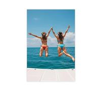 Jumping Into Ocean (2) Canvas Poster Bedroom Decor Landscape Office Room Decor Gift 12x18inch(30x45cm)