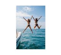 Jumping Into Ocean Canvas Poster Bedroom Decor Landscape Office Room Decor Gift 24x36inch(60x90cm)
