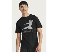 Jumping Kick White Distressed Bruce Lee T-Shirt Bruce Lee Black XL