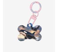 Jumping Killer Whales and Birds of Prey Dog Tags for Pets,Bone-Shaped Acrylic Pet ID Tags,Perfect for Small to Large Dogs and Cats,Cute & Functional