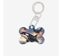 Jumping Killer Whales and Birds of Prey Dog Tags for Pets,Bone-Shaped Acrylic Pet ID Tags,Perfect for Small to Large Dogs and Cats,Cute & Functional
