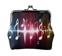 Jumping Musical Notes Women's Leather Kiss Lock Pouch – Stylish Small Zipper-Free Wallet for Coins, Cards, Makeup & Essentials – Compact & Lightweight Design for Daily Use, Travel & Gifting