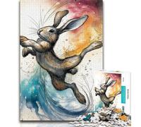 Jumping Rabbit Adult Jigsaws 1000 Piece,Challenging To Complete But Fun And Humorous with Matching Poster And Trivia Sheet 50x75cm