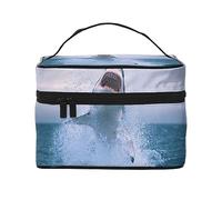 Jumping Shark Travel Makeup Bag for Women, Water-Resistant Cosmetic Bag Foldable Toiletry Bag Teacher Gifts