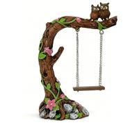 Jumping Spider Accessories, Funny Fairytale Garden Swing, Jumping Spider Climbing Toy, Garden Tree Owl Figurines for Jumping Spider Enclosures Accessory Decoration