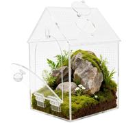 Jumping Spider Enclosure, 4.7x4.7x7.8 inch Warp Proof Seamless Acrylic Tarantula Enclosure, Front Opening Spider Habitat with Feeding Port for Praying Mantis Hermit Crab Snail Micro Reptile