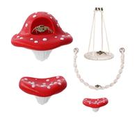 Jumping Spider Enclosure Accessories Kit 5 PCS - Include Mushroom Platforms with Magnetic Mounting for Climbing, Feeding and Decorating, Natural Jumping Spider Rope Bridge Swings for Medium Spider Tan