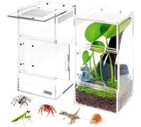 Jumping Spider Enclosure - Acrylic Terrarium Habitat for Spiders, Tarantulas, Snail, Mantis, Lizard, and Small Reptiles, Dual Sliding Doors, Small