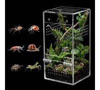 Jumping Spider Enclosure, Escape-Proof Transparent Acrylic Habitat with Magnetic Door, All-Side Ventilation Arboreal Tarantula Crib, Clear Reptile Tank for Praying Mantis & Insects, 3.5x3.5x7 in