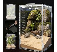 Jumping Spider Enclosure,Insect Terrarium,Bug Cage,12 x 11 x 20 cm Acrylic Terrarium for Tarantula,Snail,Praying Mantis,Frog,and Small Reptiles,Jumping Spider Accessories with Front Opening Door