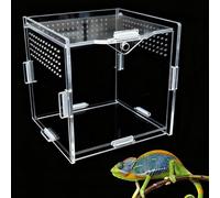 Jumping Spider Enclosure, Insect Terrarium,Tarantula Faunarium Acrylic Reptile Terrariums,Reptile Feeding Box,for Tarantula, Snail, Praying Mantis, Frog, and Small Reptiles,10x10 cm