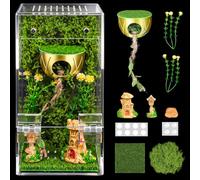 Jumping Spider Enclosure Kit, Escape Proof Acrylic Terrarium with Magnetic Door, Pre-Assembled Spider Habitat with 360° Ventilation, for Mantis, Tarantula, Snail, Insect Cage (3.5"×3.5"×7")