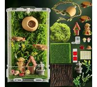 Jumping Spider Enclosure Kit,Small Reptile Terratium Glass House Accessories Set,Transparent Acrylic Insect Habitat,Snail Cage,Reptile Tank,Bug Habitat 4.33"*4.13"*7.87"