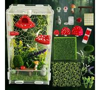 Jumping Spider Enclosure Kit, Small Reptile Terratium Glass House Accessories Set, Transparent Acrylic Insect Habitat, Snail Cage, Reptile Tank, Bug Habitat 4.33"*4.13"*7.87"