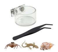 Jumping Spider Food Dish, Magnetic Habitat Bowl, Reptile Feeding Tongs Accessory, and Mantis Feeding Station, Durable Cage Tool, for Tarantula Mantis Small Reptiles Pet Habitat
