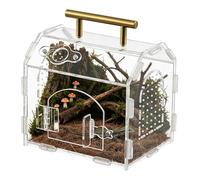 Jumping Spider Habitat - Transparent Terrarium with Handle - Gecko Posture Cage for Living Room Office Home Travel Scorpions Spiders Frogs Geckos Tarantulas