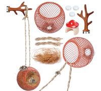 Jumping Spider Hide Enclosure Habitat with Decoration Anlter, Mushroom Decor Pet Spider Hideout Nest Climbing Pet Spider Hideout Enclosure Accessories (Brown-S1)