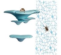 Jumping Spider Hide Habitat Accessories, Magnetic Mushroom Shelf & Moss Ribbon Web, Climbing and Feeding Platforms for Jumping Spiders, Mantises, Tarantulas, Invertebrates, 3-Pack (Blue)