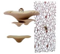 Jumping Spider Hide Habitat Accessories, Magnetic Mushroom Shelf & Moss Ribbon Web, Climbing and Feeding Platforms for Jumping Spiders, Mantises, Tarantulas, Invertebrates, 3-Pack (Beige)