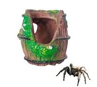 Jumping Spider Hide, Jumping Spider Accessories Wooden Barrel Style Tarantula Enclosure Decor for Snails Geckos Lizards Spiders