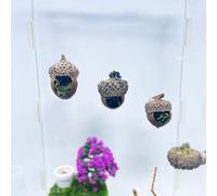 Jumping Spider Hide,Jumping Spider Hideaway Made from Real Acorns |,Handmade Magnetic Spider Cave, Ideal Habitat Accessory for Small Animals,Natural Decoration for Enclosure .3 Pack (Round Acorn)