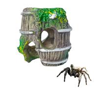 Jumping Spider Hide, Wooden Barrel Style Spider House Accessories Jumping Spiders Accessories Tarantula Enclosure Decor for Snails Geckos Lizards Spiders