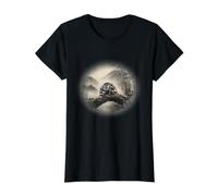 Jumping Spider Sumi-e Mountain Bridge Japan Salticidae Value Graphic T-Shirt, Women, Black, S