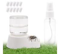 Jumping Spider Water Dispenser & Enclosure Accessory Kit - Mini 5ml Water Fountain with Mist Bottle & 10 Replacement Cotton Cores for Jumping Spiders & Tarantulas (White)