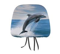 Jumping Up Dolphins 1 PCS Car Headrest Cover Universal Headrest Covers Soft Breathable Car Head Rest Covers Set Elastic Head Rest Protector Auto Seat Cover Vehicle Accessories for Cars, Truck, Suv, Va
