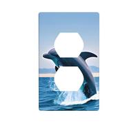 Jumping Up Dolphins Duplex Wall Panel Kit, 11.4 X 7 Cm, Electrical Outlet Plug Cover for Light Socket Switch, (1 Piece).