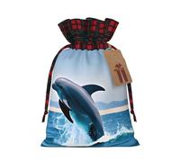 Jumping up dolphins Fashionable Print Small Drawstring Storage Bag Lightweight and Beautiful for Various Festivals