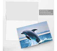 Jumping Up Dolphins Greeting Card, Blank Card With Envelope, 4x6 Inches (Approx. 10x15 Cm), For Events, Weddings,& Birthdays.