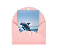 Jumping up dolphins Greeting card, blank inner page, includes envelope, 10cm x 15cm.