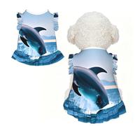 Jumping up dolphins M Pet Apparel for Small Dogs-Cute Summer Outfit for Puppy, Soft Breathable Pet Clothes for Cat