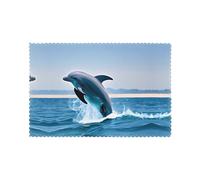 Jumping Up Dolphins Pattern Placemats Set Of 6, 12 X 18 Inch Seasonal Summer Table Mats For Party Kitchen Dining Decoration