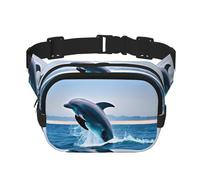 Jumping up dolphins Printed fashionable waist bag, unisex messenger bag, fashionable travel waist bag
